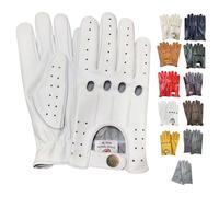 PSS Classic Full-Finger Unlined Leather Driving Gloves for Men-chauffeur Vintage Retro Style for cycling riding gym wheel chair summer mittens 507 (L, White)