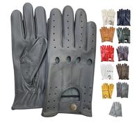 PSS Classic Full-Finger Unlined Leather Driving Gloves for Men-chauffeur Vintage Retro Style for cycling riding gym wheel chair summer mittens 507 (L, Elephant Grey)