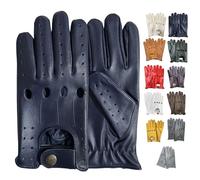 PSS Classic Full-Finger Unlined Leather Driving Gloves for Men-chauffeur Vintage Retro Style for cycling riding gym wheel chair summer mittens 507 (XL, Blue)