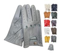 PSS Classic Full-Finger Unlined Leather Driving Gloves for Men-chauffeur Vintage Retro Style for cycling riding gym wheel chair summer mittens 507 (L, Light Grey)