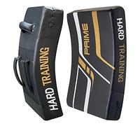 PSS curved Buffalo Leather kick Pad multi-layer shield for Training kickboxing Taekwondo MMA Martial arts, knee and elbow strike shield for men & women (sold as single item) 1115 (1115 Black/Golden)