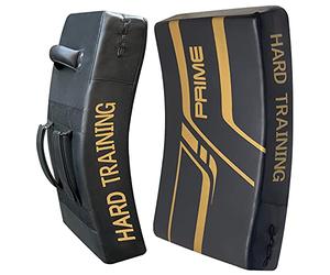 PSS curved Buffalo Leather kick Pad multi-layer shield for Training kickboxing Taekwondo MMA Martial arts, knee and elbow strike shield for men & women (sold as single item) 1115 (1115 Golden)