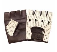 PSS Real COW Hide Leather Fingerless Mesh Net Driving, Cycling, training, Wheelchair and Gardening Gloves Model 416 Available Size S, M, L, XL (416 Brown, XXL)