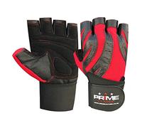 PSS Fingerless Gloves for Men and Women, Gym Training, Weight Lifting, Driving, Cycling, Workout, Breathable, Anti-Slip Grip, Fitness, Half Finger (Red/Black, M)