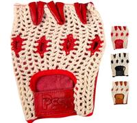 PSS Fingerless Hand Made crochet Net Cowhide Leather Breathable for Driving Cycling Gym Training Bus Driving Wheelchair and Gardening Gloves 417 (417 Red, L)