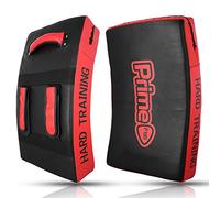 PSS Leather kick pad for Muay Thai Mixed Martial Arts Kick Boxing Karate Workout Punching Target shield-Durable Curved strike hand Guard sold as single-1119 (1119 Black/Red)
