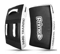 PSS Leather kick pad for Muay Thai Mixed Martial Arts Kick Boxing Karate Workout Punching Target shield-Durable Curved strike hand Guard sold as single-1119 (1119 Black/White)