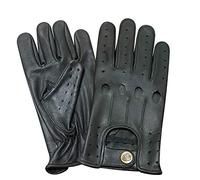 PSS Men's premium soft genuine deerskin Leather driving Gloves -Unlined Full Finger Vintage Button Style Gloves for Cycling Driving outdoor sports 507-D (507 Deer Black, L)