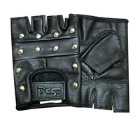 PSS PrimeLeather Quality Real Leather Black Stud Fingerless Biker Punk Driving Cycling Gloves Small (Small (S))
