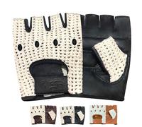 PSS Real COW Hide Leather Fingerless Mesh Net Driving, Cycling, training, Wheelchair and Gardening Gloves Model 416 Available Size S, M, L, XL (416 Black, M)