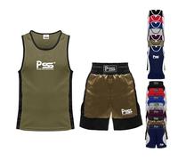 PSS Ultimate Kids Boxing Uniform Set of 2 Pieces Light Weight Breathable And Comfortable Fabric Boxing Student Uniform for ages 3-14 Year (13-14 Year, Commando Green)