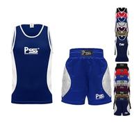 PSS Ultimate Kids Boxing Uniform Set of 2 Pieces Light Weight Breathable And Comfortable Fabric Boxing Student Uniform for ages 3-14 Year (11-12 Year, Blue)