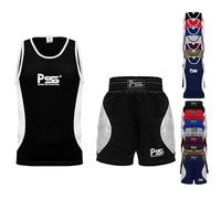 PSS Ultimate Kids Boxing Uniform Set of 2 Pieces Light Weight Breathable And Comfortable Fabric Boxing Student Uniform for ages 3-14 Year (9-10 Year, Black)
