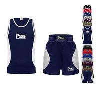 PSS Ultimate Kids Boxing Uniform Set of 2 Pieces Light Weight Breathable and Comfortable Fabric Boxing Student Uniform for Ages 3-14 Year (Navy Blue, 9-10 Years)