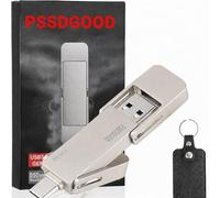 PSSDGOOD 128GB USB Drive,Portable SSD Fast 550MB/s 2 in 1 Flash Drive,Type C+A USB3.2 Gen2 External Solid State Drive,SSD External Hard Drive for iPhone 15/16/17/Android Phone/PS5/Tablet/Windows