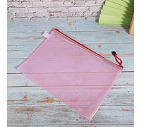 Pssopp 10pcs A4 Mesh Zipper Bag PVC Document Organizer Folder Portable Handheld Design with Double Pocket for Files Maps Express Certificates (Light Pink)