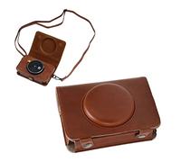 Pssopp 2 Accessories Retro Camera Case 3D Vintage Camera Cover, Brown PU Leather Protective Case with Adjustable Shoulder Strap Unique for Photography Fans