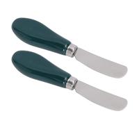 Pssopp 2Pcs Butter Knife Spreader, Spreaders Food Grade Dishwasher Safe Butter Spread Utensils with Ceramic Handle for Jam Cheese 2Pcs Knife, Stainless Steel (Blackish Green)
