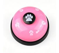 Pssopp 2Pcs Dog Training Bell, Plastic Anti Slip Base Print Design for Potty Toilet Training Going Outside Communication for Cat Pet (Red and Pink)