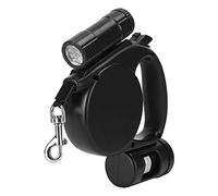 Pssopp 3 in 1 Retractable Dog Lead Extendable Dog Lead Pet Training Rope Leash with LED Light & Waste Bag Dispenser for Night Walking Running Training