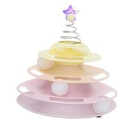 Pssopp 3 -Level Toys Cat Rolls Interactive Rotating Rail Toys From 3 Levels to Pursue the Pennants, Anti -slip Base for Several Cats That Are Easy to Clean for Use At Home or Inside (Type 3)