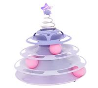 Pssopp 3 -Level Toys Cat Rolls Interactive Rotating Rail Toys From 3 Levels to Pursue the Pennants, Anti -slip Base for Several Cats That Are Easy to Clean for Use At Home or Inside (Type 2)