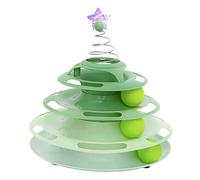 Pssopp 3 -Level Toys Cat Rolls Interactive Rotating Rail Toys From 3 Levels to Pursue the Pennants, Anti -slip Base for Several Cats That Are Easy to Clean for Use At Home or Inside (Type 1)