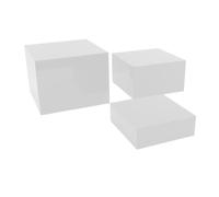 Pssopp 3Pcs Acrylic Risers Display Stands, Clear Cubic Nesting Display for Dessert Table and Buffet Tables, Five Sided Design, Glossy Finish, for Food Jewelry Stationery (White)