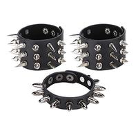 Pssopp 3PCS Punk Studded Rivet Bracelets, Retro Personalized