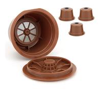 Pssopp 3Pcs Reusable Refillable Coffee Filter Cup Brown Plastic Compatible with Caffitaly, with Precise Outlet for Smooth Brewing