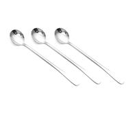 Pssopp 3Pcs Stainless Steel Long Handle Spoon Bar Spoon Cocktail with Smooth Finish for Coffee Tea Ice Cream Milkshakes Home Party (Round Head)