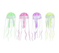 Pssopp 4PCS Aquarium Silicone Jellyfish Decoration Artificial Fluorescent Jellyfish Glowing Fish Tank Floating Simulation Jellyfish Ornament
