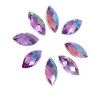 Pssopp 500pcs Crystal Acrylic Flat Back Horse Eye Rhinestones, Marquise Gems for Crafts with 5 Colors Decor for Clothes Phone(7 X 15mm) (Light Purple)