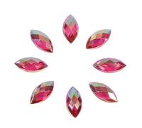 Pssopp 500pcs Crystal Acrylic Flat Back Horse Eye Rhinestones, Marquise Gems for Crafts with 5 Colors Decor for Clothes Phone(7 X 15mm) (Rose red)