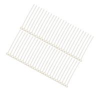 Pssopp 50pcs Golden Metal Wire Floral Place Card Holder Sticks for Wedding Engagement - Durable Reusable Pick for DIY Cake Hats (Heart Shaped)