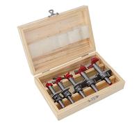Pssopp 5pcs Forstner Drill Bit, Carbide Tipped Wood Drilling Tool, Adjustable Depth, for Woodworking Projects