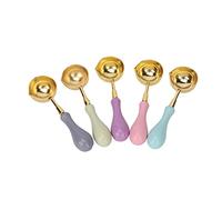 Pssopp 5Pcs Quality Material, Wooden Handle Sealing Spoons, Copper Melting Spoon, Large Capacity Wax Beads Tools, Thermal Conductivity Wax Melter for Sealing, Craft Projects, or
