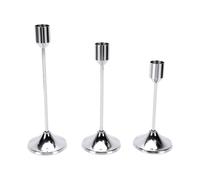 Pssopp 6 Pcs Taper Candle Holder, 3 Sizes (Silver)