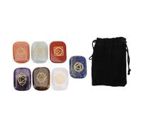 Pssopp 7Pcs Runes Stone Set, Reiki Healing Chakra Meditation Gemstone Runes with Velvet Drawstring Bag for Healing