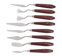 Pssopp 8 Painting Set Palette Painting Scrapers Artist Spatulas Thin Elastic Blades Double Rivets Firm Wooden Handle for Oil Acrylic Paint Canvas Art