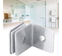 Pssopp 90 Degree Stainless Steel Shower Door Clamp/Holder Hinge, Brushed Finish, Adjustable Support for 8-12mm Glass Doors in Modern Bathrooms