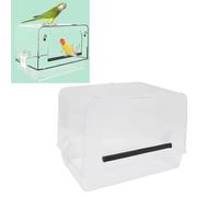 Pssopp Acrylic Bird Bath Box, Portable and Easy to Clean Transparent Design Multifunctional Spacious Space Bird Bath Cage for Lovebirds Budgies