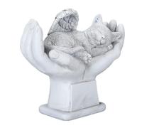 Pssopp Angel Pet Memorial Statue with God Hands Gravestone Outdoor Garden Decor for In Loving Memory Pet Grave Marker (Cat)