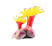 Pssopp Artificial Coral Plant Décor Ornament Simulation Coral Aquatic Plants Artificial Silicone Coral,for Fish Tank Aquarium Ornaments Plastic Landscape Decoration(Yellow)