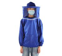 Pssopp Beekeeping Jacket, Polyester Bee Suit with Round Hat Veil, Breathable and Comfortable for Beekeepers, Ideal for Hot Weather and Long Hours (Blue)