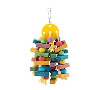 Pssopp Bird Chew Toy, Colorful Wood Beads and Knots Swing for Parrots, Promotes Activity and Relieves Boredom for Small Birds