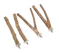 Pssopp Bird Perch Stand Set, Wood Cage Perch for Parrots with Unique Y Branch and Stick Branch for Climbing and Chewing