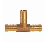 Pssopp Brass Hose Joiner T Piece 12mm, Solid Brass 3 Way Hose Connector, Barbed Equal Diameter Design for Air Water Gas Oil Fuel Lines, Easy Install for Home Garage Workshop (10mm)
