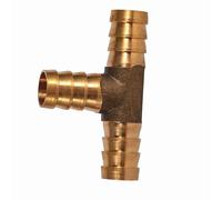 Pssopp Brass Hose Joiner T Piece 12mm, Solid Brass 3 Way Hose Connector, Barbed Equal Diameter Design for Air Water Gas Oil Fuel Lines, Easy Install for Home Garage Workshop (12mm)