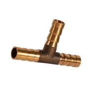 Pssopp Brass Hose Joiner T Piece 12mm, Solid Brass 3 Way Hose Connector, Barbed Equal Diameter Design for Air Water Gas Oil Fuel Lines, Easy Install for Home Garage Workshop (8mm)